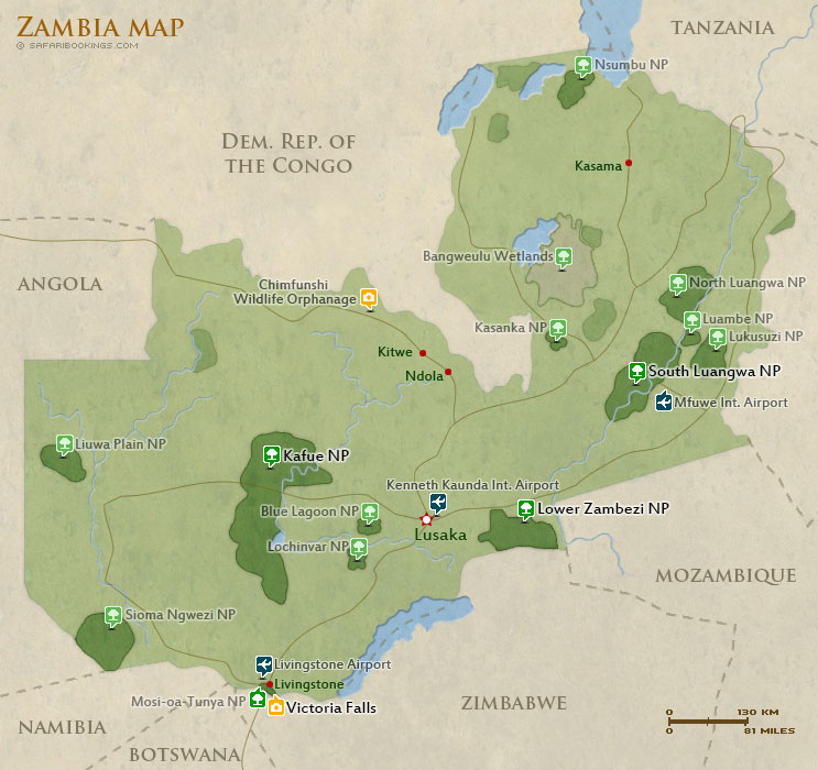 Zambia Popular Routes (Incl. Map)